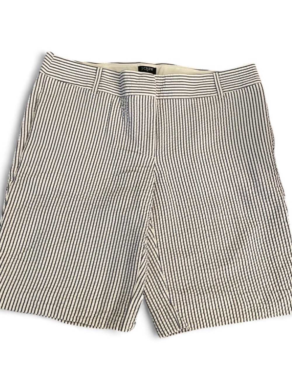J. Crew City Fit White Bermuda Shorts with Blue Stripes Womens Size 8